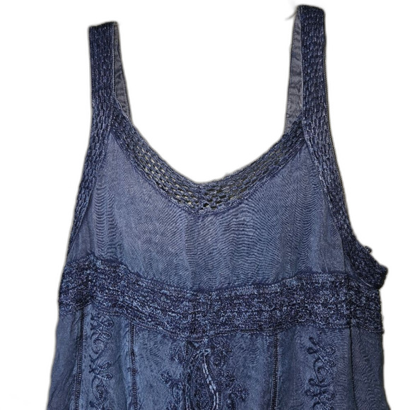 Blue Handkerchief Hem Midi Dress by Cute Options M Boho Casual Sleeveless Flowy* - Picture 8 of 8